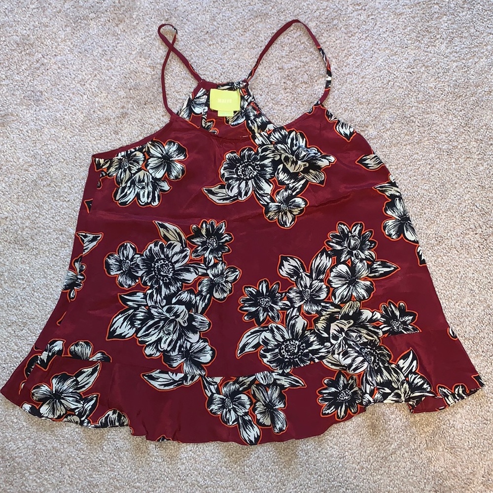 Anthropologie Maeve Floral Silk Tank Top